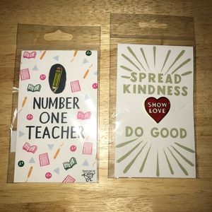 New set of 2 enamel pins in packages. # Teacher # Kindness # Love